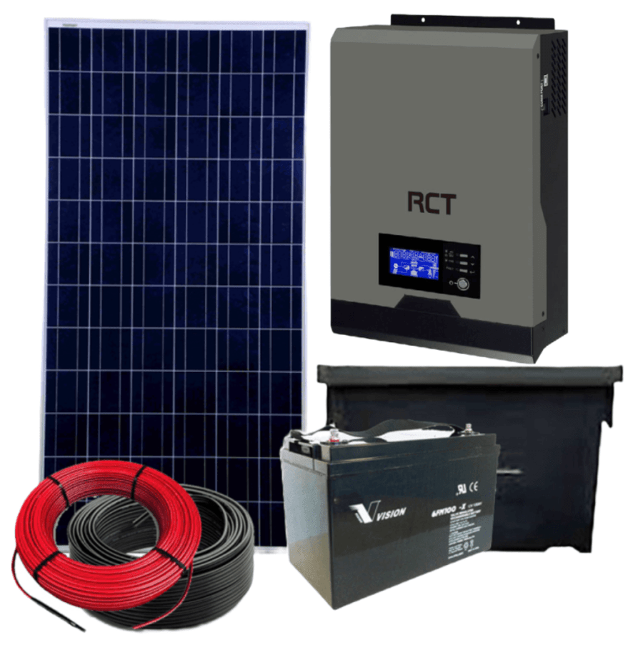 200W Photovoltaik-Solar-System-Kit mit 1kW 12V Reinwellen-Hybrid