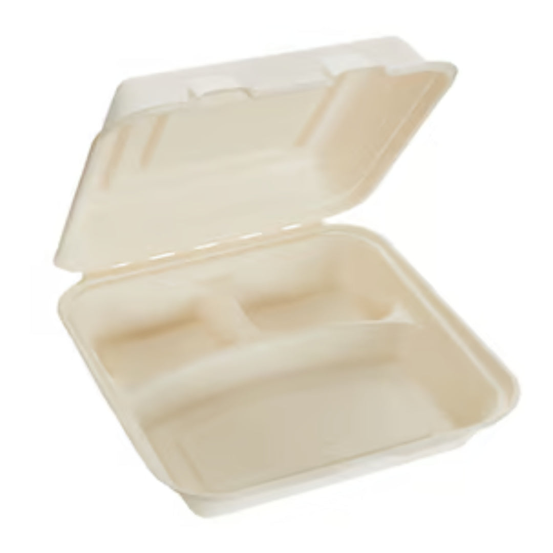 Green Home 1200ml 3 Compartment Sugarcane Takeaway Box