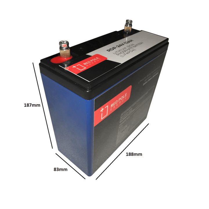 Red Pole Energy 24V 12Ah 307Wh Garage door LiFePO4 Battery