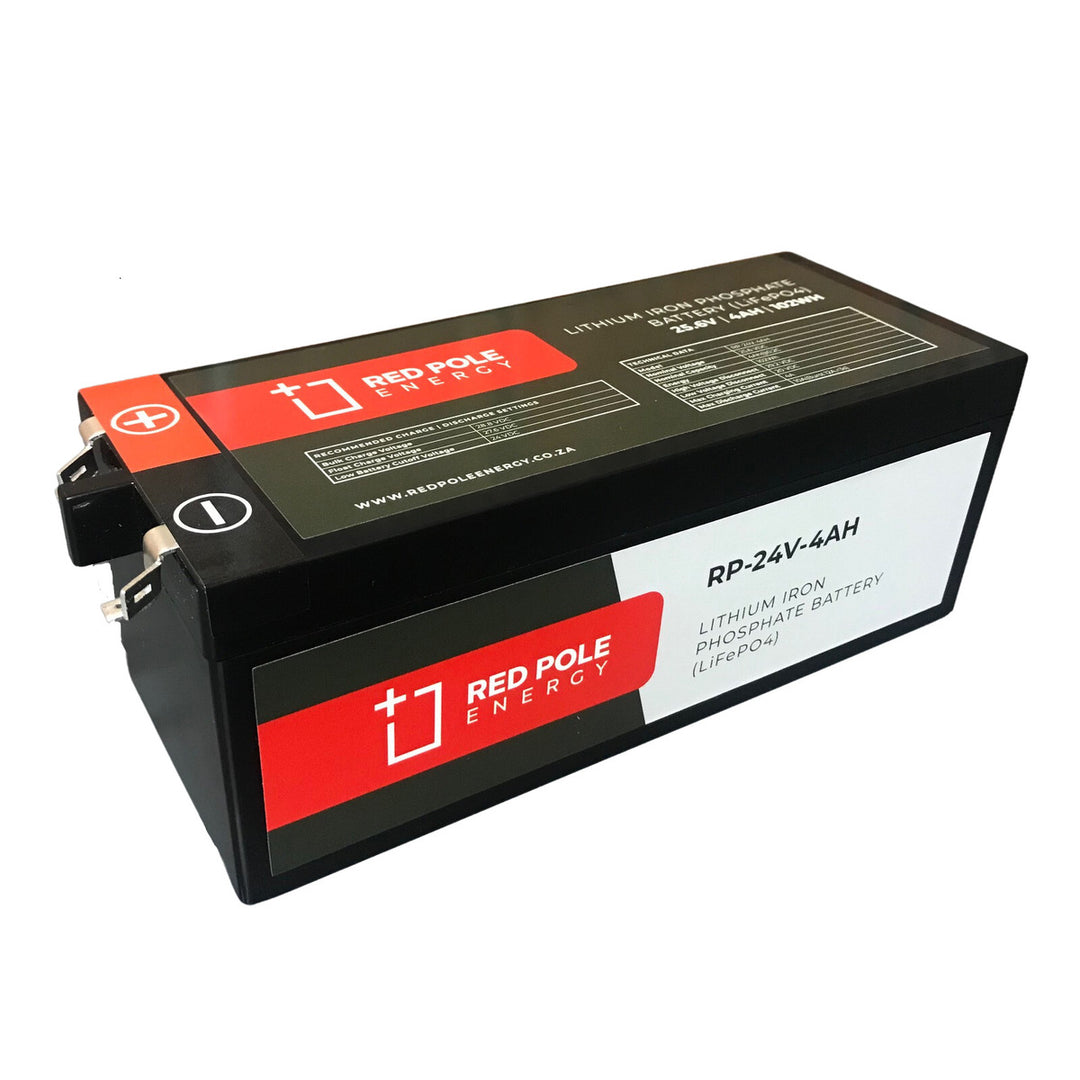 Red Pole Energy 24V 4Ah 102Wh Garage door LiFePO4 Battery