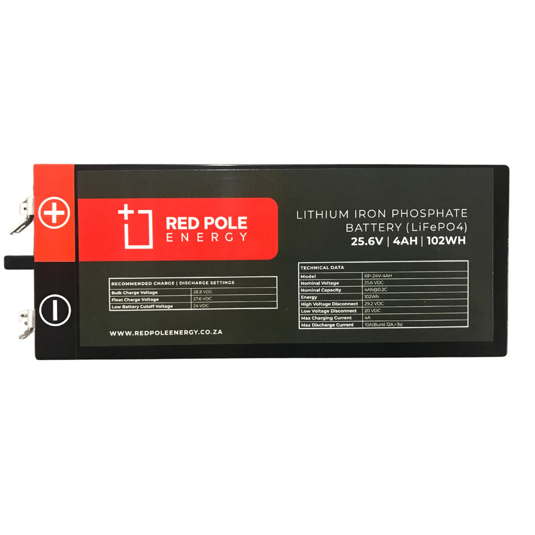 Red Pole Energy 24V 4Ah 102Wh Garage door LiFePO4 Battery