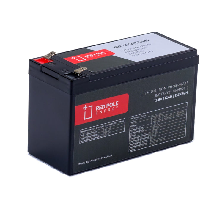 Red Pole Energy 12V 12Ah 153Wh Gate motor LiFePO4 Battery