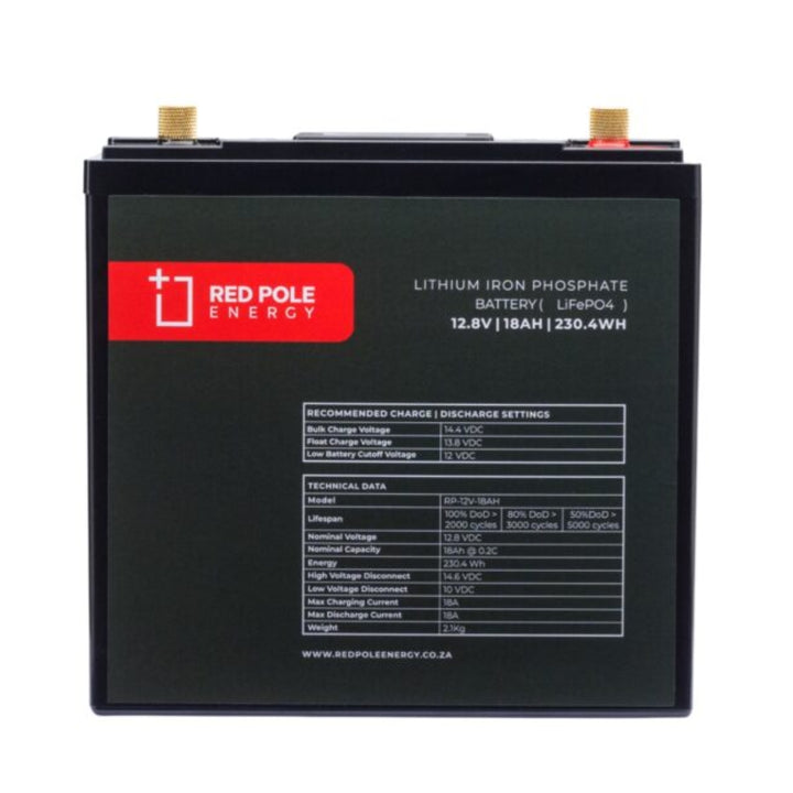 Red Pole Energy 12V 18Ah 230Wh LiFePO4 Battery