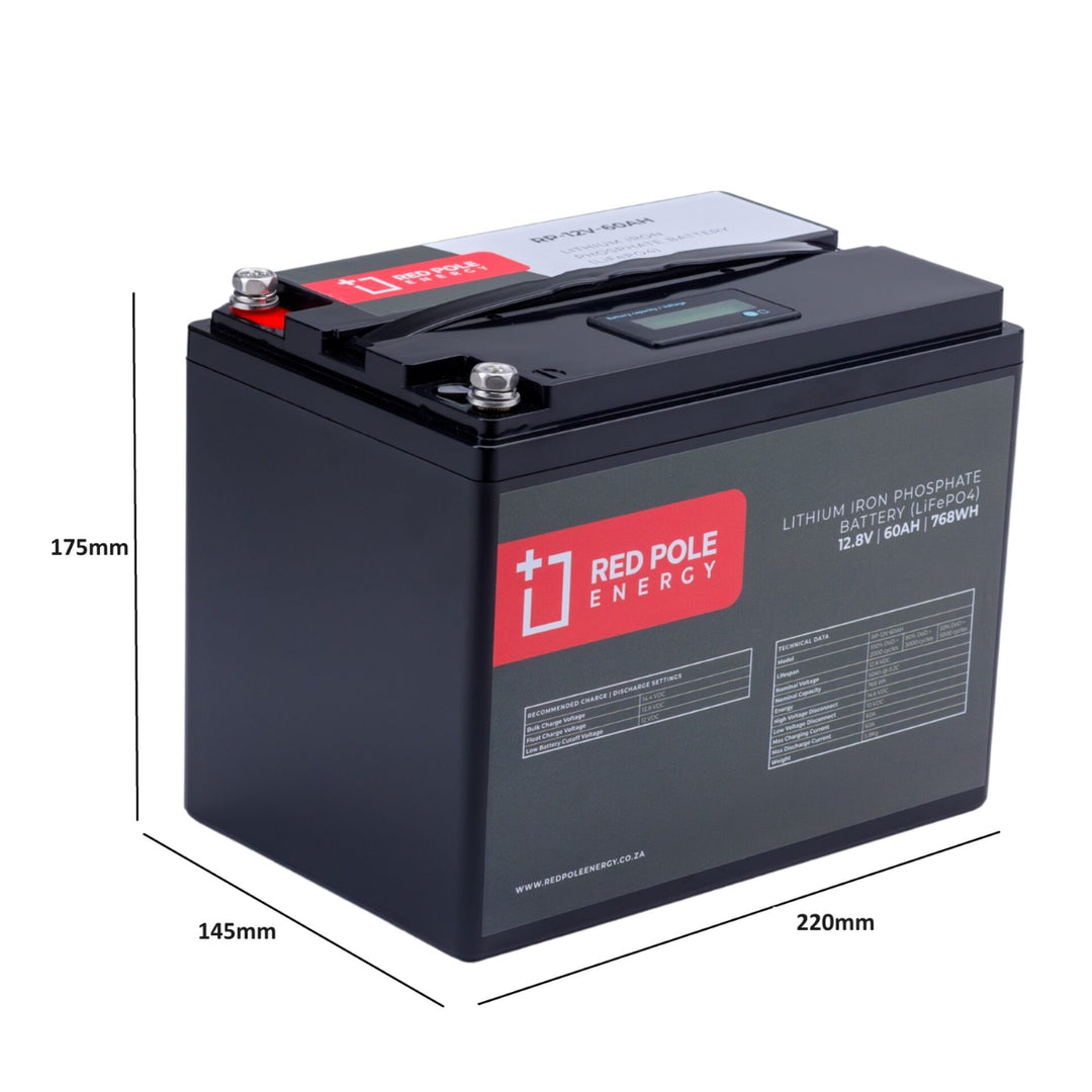 Red Pole Energy 12V 60Ah 768Wh LiFePO4 Battery