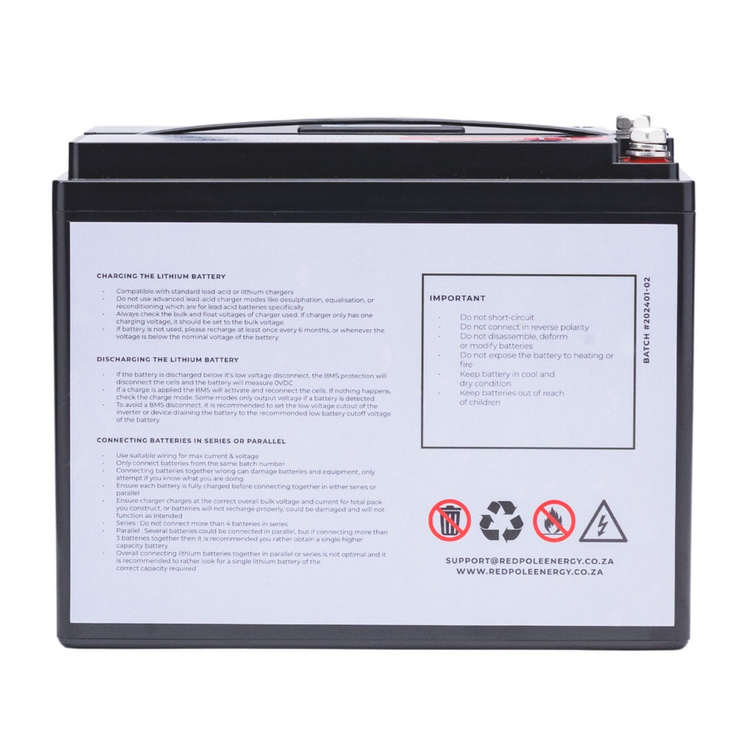 Red Pole Energy 12V 60Ah 768Wh LiFePO4 Battery