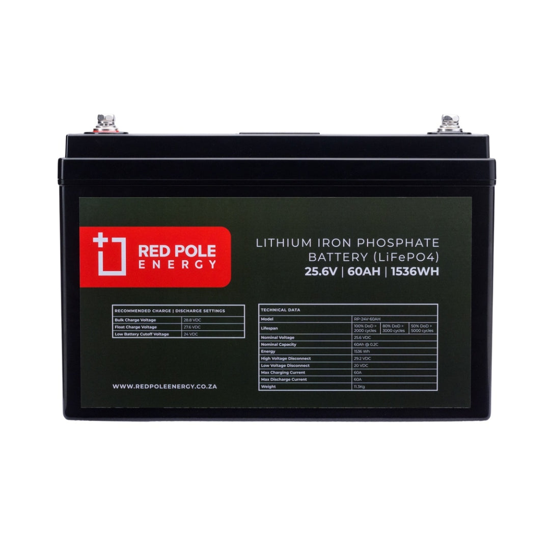 Red Pole Energy 24V 60Ah 1.53kWh LiFePO4 Battery