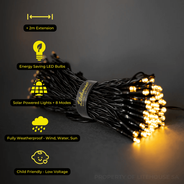 Litehouse 10m Solar LED Copper Wire Fairy Lights