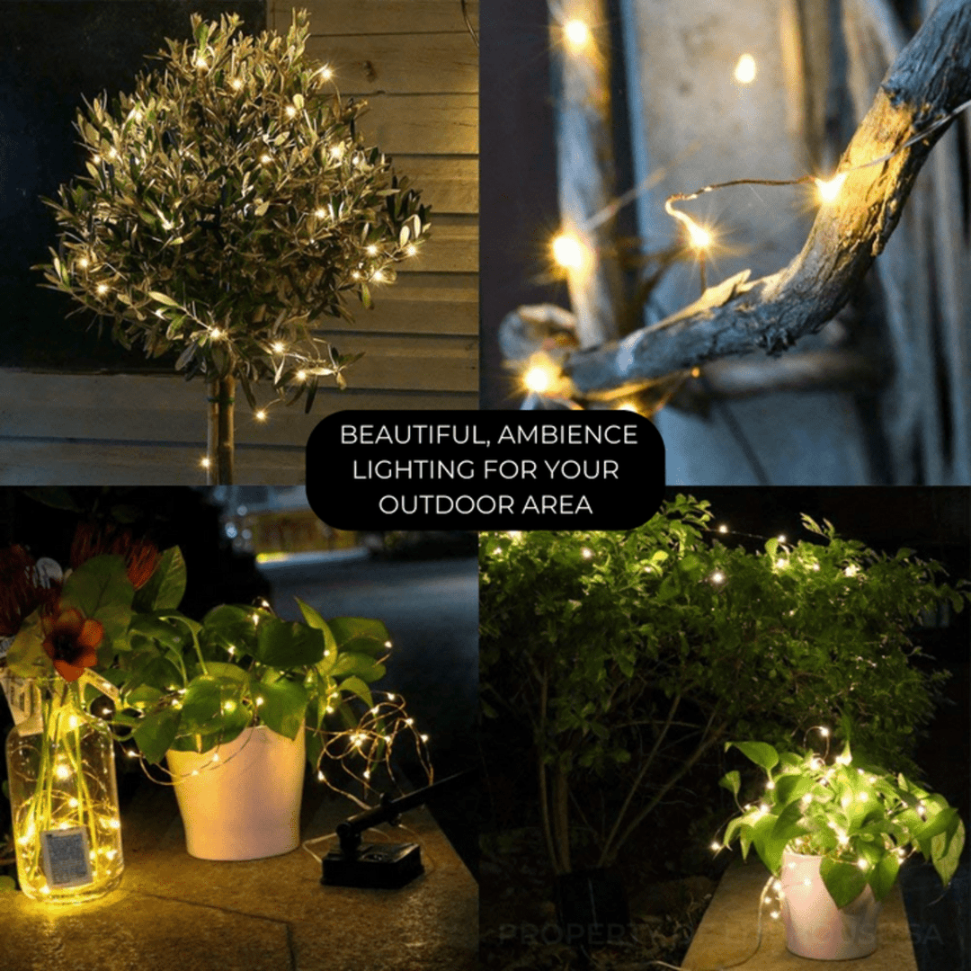 Litehouse 10m Solar LED  Copper Wire Warm White Fairy Lights